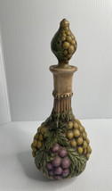 Hand Crafted Vintage Ceramic Decorative Wine Carafe / Fruit Design With Stopper - £21.39 GBP