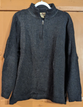 WOOLRICH 100% Wool Gray Black 1/4 Zip Mock Neck Pullover Sweater Men Size L EUC - $26.91