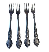 Rose &amp; Leaf Pattern Japan Stainless Steel Dessert Forks Set Of 4 Vintage - £13.44 GBP