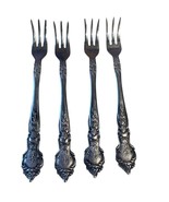 Rose &amp; Leaf Pattern Japan Stainless Steel Dessert Forks Set Of 4 Vintage - $16.39