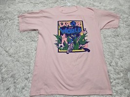 VTG Explore Your World L T-Shirt Animals Jungle Travel Single-Stitch Pin... - $230.29 MXN