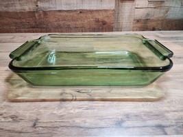 Vintage Anchor Hocking Forest Green 8&quot; x 11&quot; 2 Qt Lasagna Casserole Baki... - £17.37 GBP