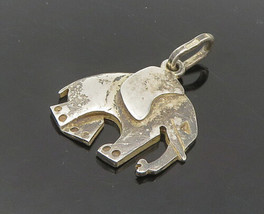 925 Sterling Silver - Vintage Shiny Elephant Animal Motif Drop Pendant - PT15117 - £31.24 GBP