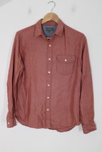 LL Bean Signature S Red Herringbone Slim Button-Front Long Sleeve Shirt 502262 - £17.75 GBP