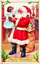 Postcard Santa Holding Doll Merry Christmas  Embossed #227B Early 1900s  USA - £9.55 GBP