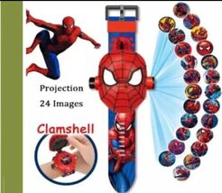 Kids Flashing Light Wrist Watch Spiderman Hulk Flip Up Projection Lumino... - $7.00