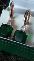 Vintage 1990-s 14 Ct Rolled Gold Large Emerald Earrings-Hallmarked 585 RG - £63.66 GBP