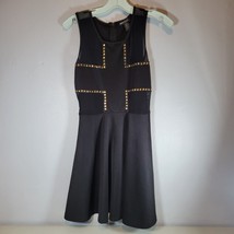 Wet Seal Womens Skater Dress Small Black Sleeveless with Gold Studs - $15.56