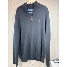 Polo Ralph Lauren Mens Cotton 1/4 Zip Pullover Sweater Black Purple Logo... - $613.68 MXN