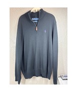 Polo Ralph Lauren Mens Cotton 1/4 Zip Pullover Sweater Black Purple Logo... - $32.95