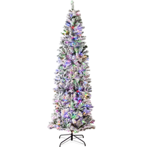 7.5Ft Prelit Artificial Snow Flocked Pencil Christmas Tree 350 Multicolo... - €125,38 EUR