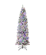 7.5Ft Prelit Artificial Snow Flocked Pencil Christmas Tree 350 Multicolo... - $203.34 CAD