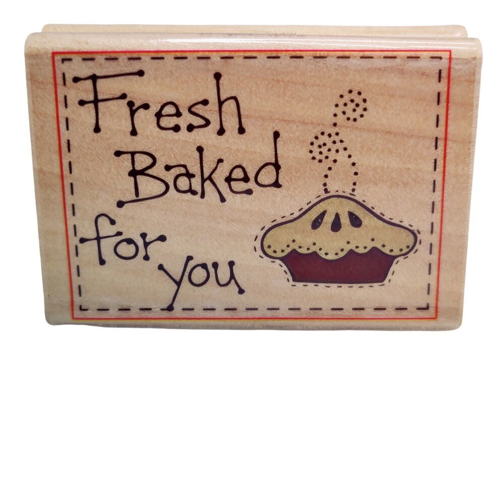 Westwater Enterprises “Fresh Baked for You” Wood Mounted Rubber Stamp 1998 new - $3.95