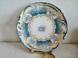 Elegant Ornate Scalloped Laced Edge Hand Painted Flower Theme Wall Hanging Plate - £22.32 GBP