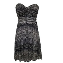 Free People Gray Black Tribal Mesh Strapless High Low Mini Dress Size S - £18.09 GBP