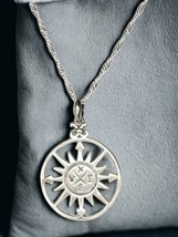 Vintage Sterling Silver 925 North South East West Compass Necklace - $18.69