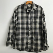 J Crew Flannel Shirt L Gray Tart Plaid Collared Long Sleeve Button Down ... - $22.98