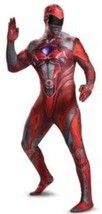 Mens Power Rangers Red Sabans Skin Hooded Facial Bodysuit Halloween Costume- XL - £24.11 GBP