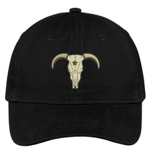 Trendy Apparel Shop Bull Skull Embroidered Cap Premium Cotton Dad Hat - Black - £15.97 GBP