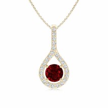 ANGARA Floating Ruby Drop Pendant with Diamond Accents in 14K Solid Gold - £2,177.22 GBP