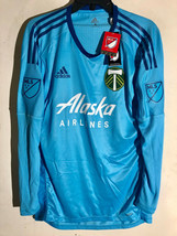 Adidas MLS Long Sleeve Portland Timbers Team Lt Blue Goalkeeper Jersey sz 4 - £13.37 GBP