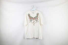 Vintage 90s Streetwear Womens XL Glitter Christmas Bells Mistletoe T-Shirt USA - £27.25 GBP