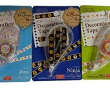 3X Daiso Japan Decoration Tape Flower Dots Ninja Assorted Sizes - £15.59 GBP