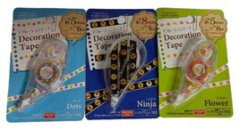 3X Daiso Japan Decoration Tape Flower Dots Ninja Assorted Sizes - £15.62 GBP