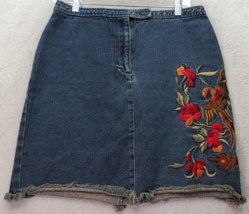 New York &amp; Company Skirt Womens Size 8 Blue Denim 100% Cotton Embroidere... - £17.09 GBP