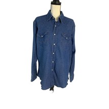 Wrangler Mens Size 16.5 34 Regular Long Sleeve Button Up Western Shirt pearl Sna - £36.99 GBP