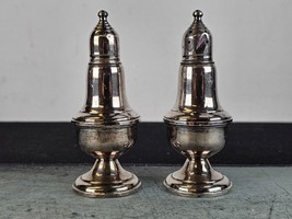 Vintage Empire Sterling Silver 232 Weighted Salt Pepper Shakers Glass Lined - £35.46 GBP