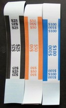150 Mixed $25 $50 $100 Cash Money Self-Sealing Straps Currency Bands - £5.27 GBP