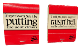 2 Matchbooks Winston No Bull Ad Campaign Y2K PUtting the seat down Raisi... - $9.74