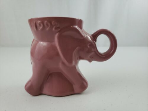 1992 Frankoma GOP Elephant Political Dusty Pink Mug Excellent For A Collector - $20.00