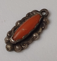 Vintage Little Sterling Silver Pendant With Red Stone  - £19.93 GBP