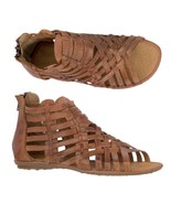 Womens Light Brown Authentic Huarache Sandal Handmade Leather Ankle Zip ... - £27.50 GBP
