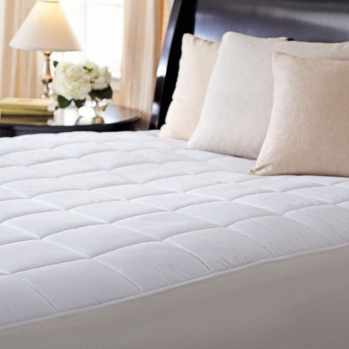 Sunbeam thermofine quilted striped heated electric mattress pad king hotsell