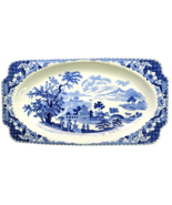 1930s Woods Seaforth Blue &amp; White Sandwich Plate Made In England 11x6in ... - $68.37 CAD