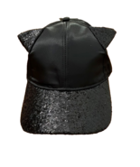 NWT Spooky Streets Black Cat Sequin Cat Ear Cap Hat OS - £7.11 GBP
