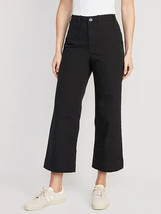 Old Navy High Rise Wide Leg Cropped Chino Pants Womens 8 Tall Black Stretch NEW - £21.26 GBP