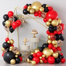 Red Black And Gold Balloons Garland Kit, 124Pcs Red Black Metallic Gold Confetti - £22.13 GBP