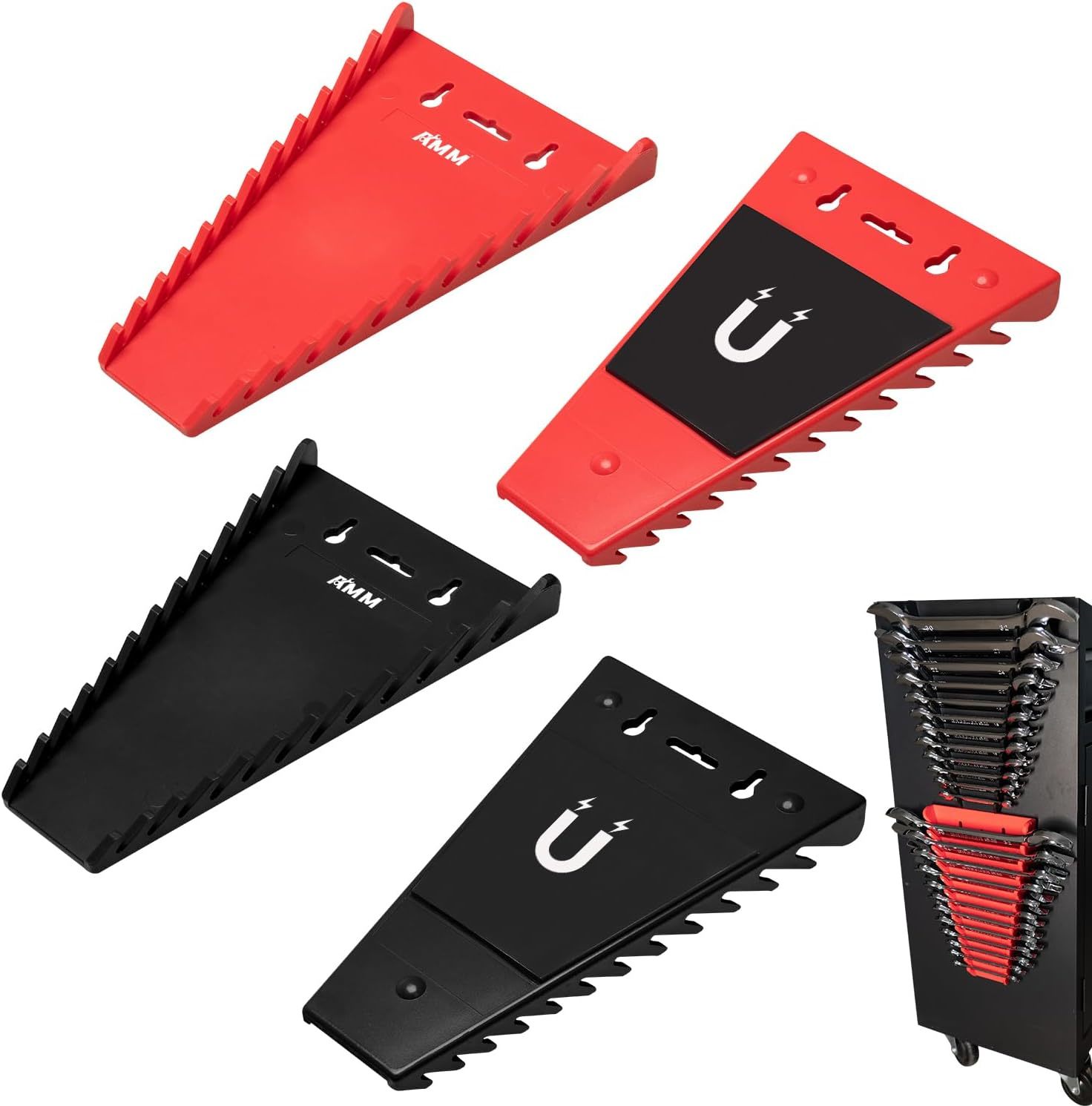 Amm 4 Pack Magnetic Wrench Organizer, 48-Slot Magnetic Wrench Holder, 6M... - $39.95