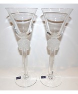 RARE PAIR OF NACHTMANN LICHTCRYSTAL CRYSTAL FROSTED RAM HEAD 10&quot; WINE GL... - $236.11