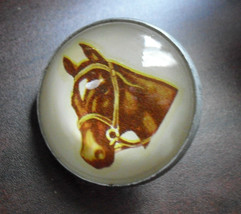 Unusual Vintage 1950s Lucite Metal Horse Head Button HA Chapman - $29.70