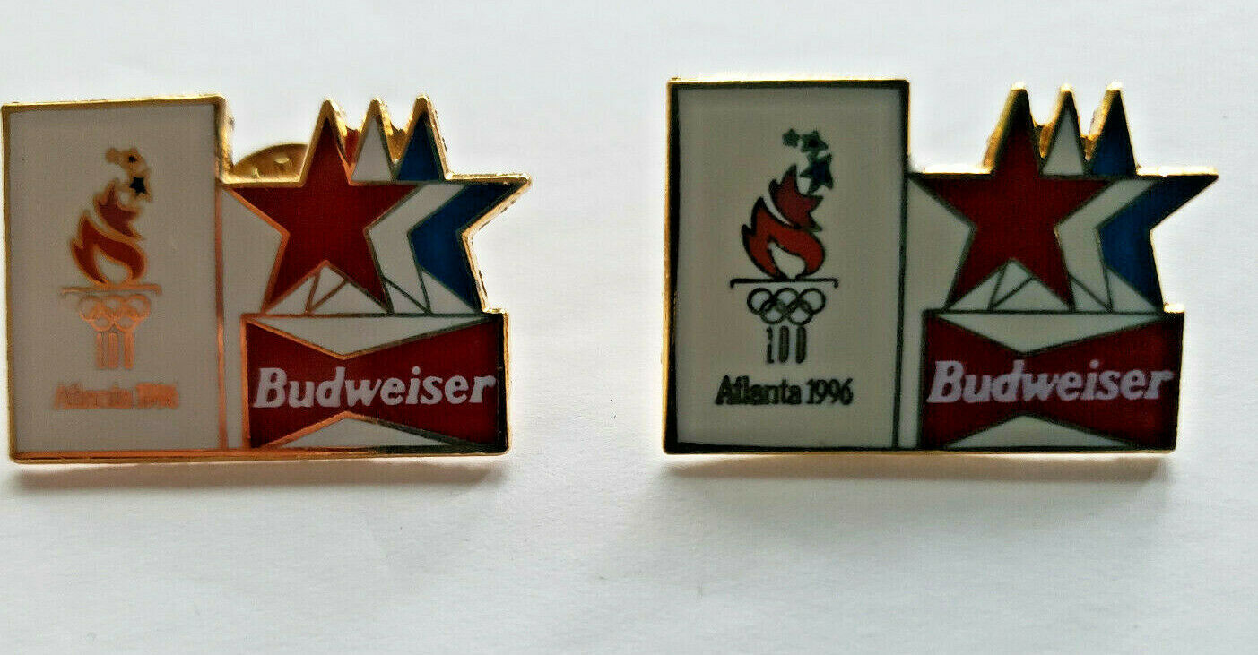 Vintage BUDWEISER 1996 OLYMPIC PINS SET OF 2 BRAND NEW - £3.15 GBP