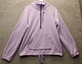 Champion Sweatshirt Womens Medium Purple Fleece Lined Long Sleeve Quarter Zip - £18.99 GBP