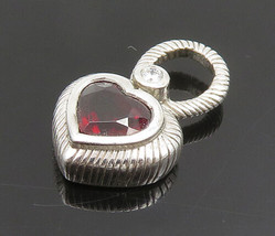 JUDITH RIPKA 925 Silver - Vintage Garnet &amp; Topaz Love Heart Pendant - PT20396 - £35.14 GBP