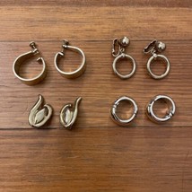 Vintage Clip Earrings Gold Tone Metal 1950-60s Lot of 4 Monet Bergere - $19.00