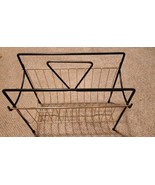 VTG 2 Piece Black &amp; Gold Metal Magazine Newspaper Reciner Storage Rack Den - $29.99