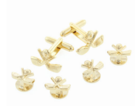 Golf Formal Studs and Cufflinks Gold Trim - $108.90